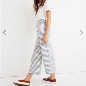 Madewell Emmett Wide-Leg Crop Pants in Stripe: Button-Front Edition